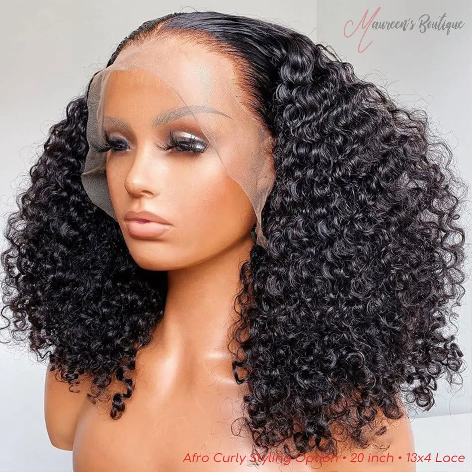 Afro Curly wig styling example 1