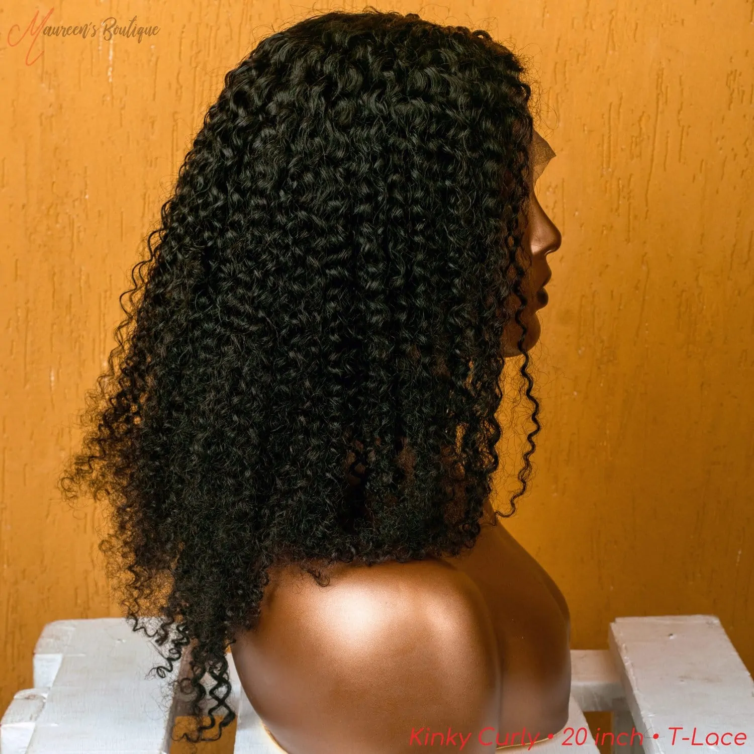 Kinky Curly human hair T Lace wig 20 inch maureens.com 2