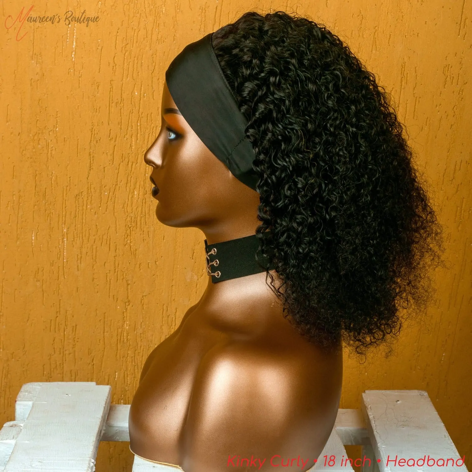 Kinky Curly human hair headband wig 18 inch maureens.com 2