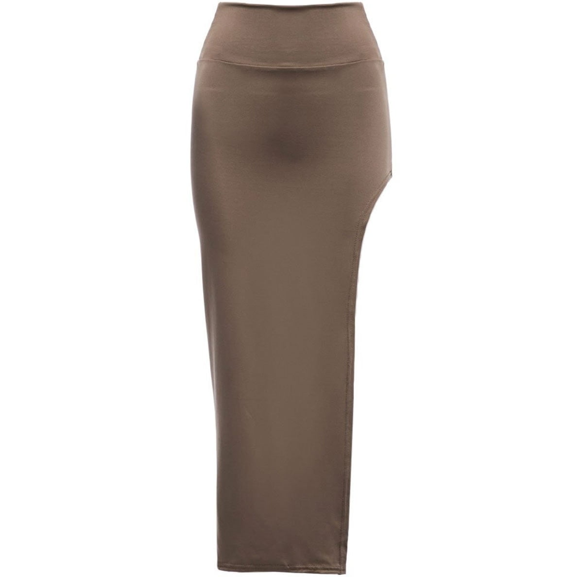 M0182 khaki4 Side Split Skirts maureens.com boutique