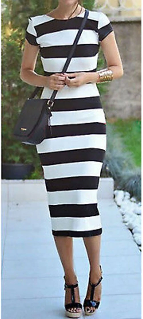 M0205 blackwhite1 Midi Medium Dresses maureens.com boutique