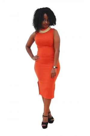 M0272 orange1 Sleeveless Dresses maureens.com boutique