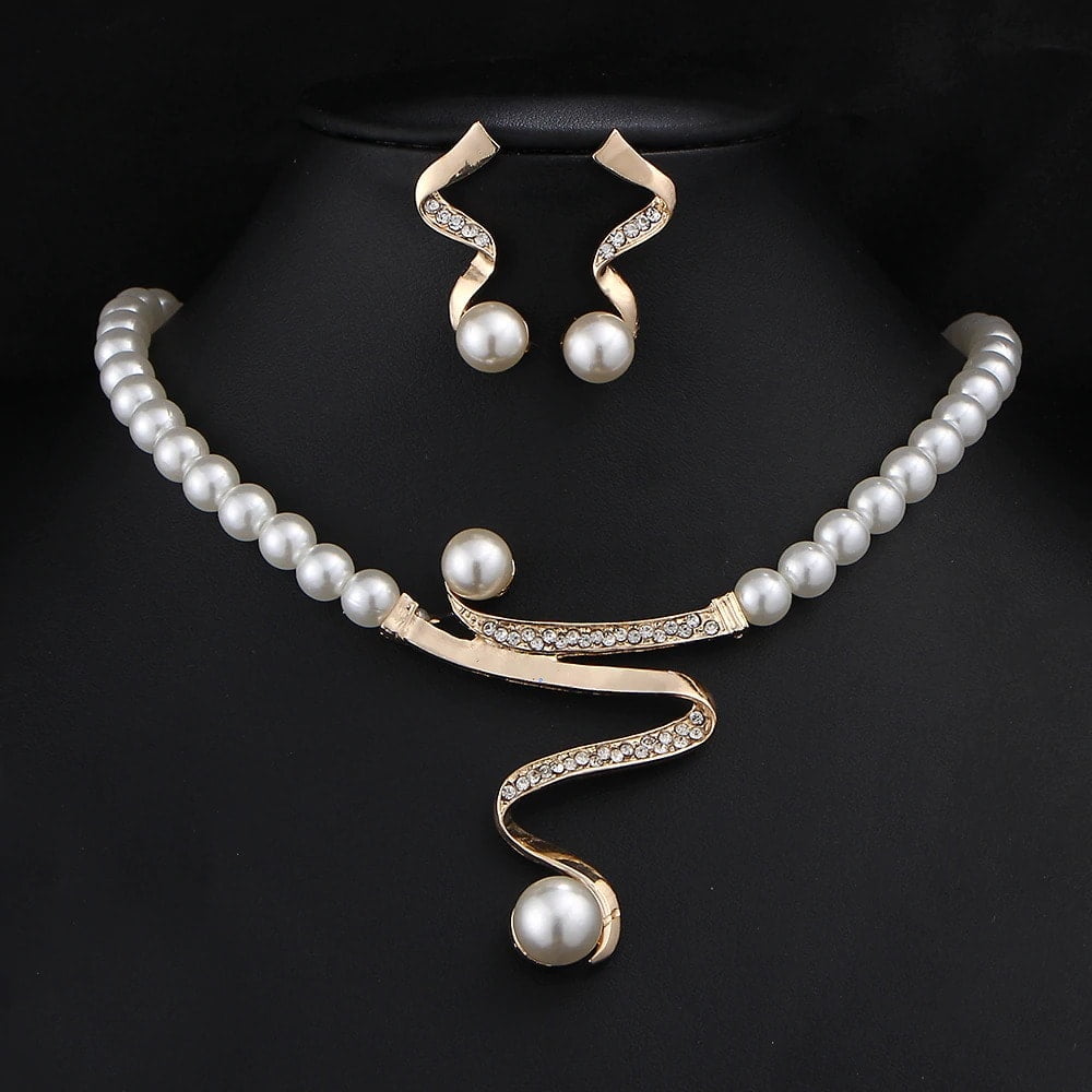 M0328 goldwhite2 Jewelry Accessories Jewelry Sets maureens.com boutique