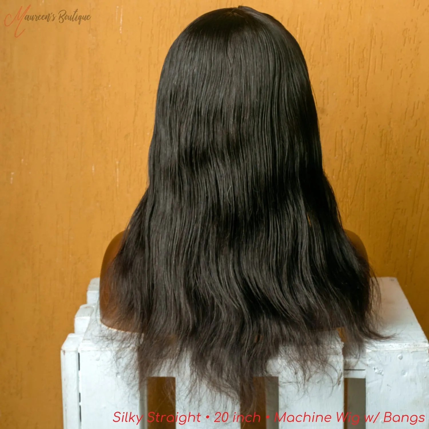 Silky Straight human hair machine wig with bang 20 inch maureens.com 3
