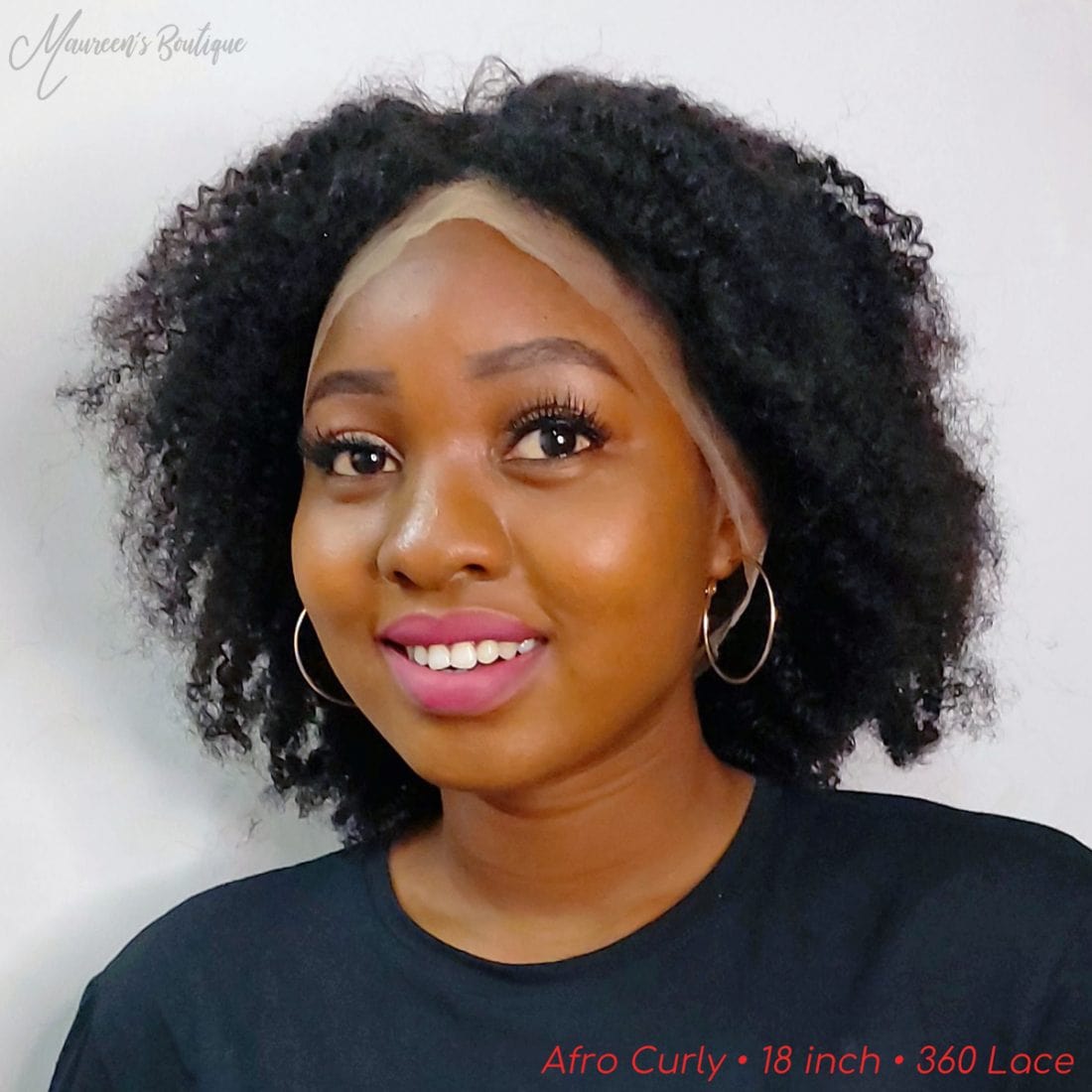 maureens.com Afro Curly human hair wig 18 inch 360 1