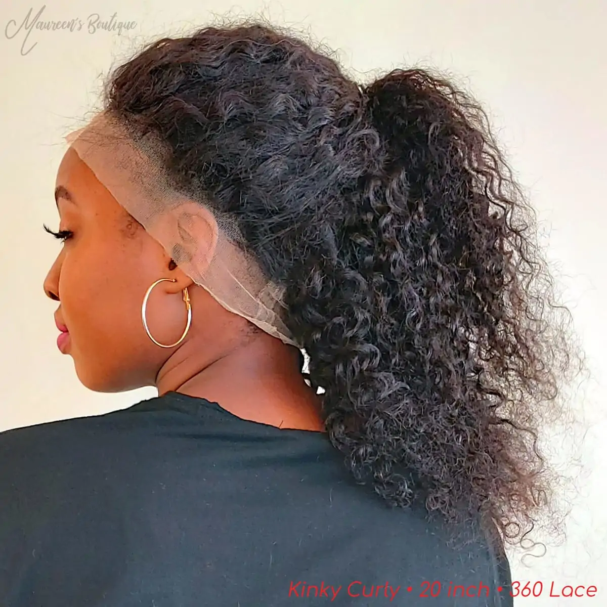 Kinky Curly wig on model 4