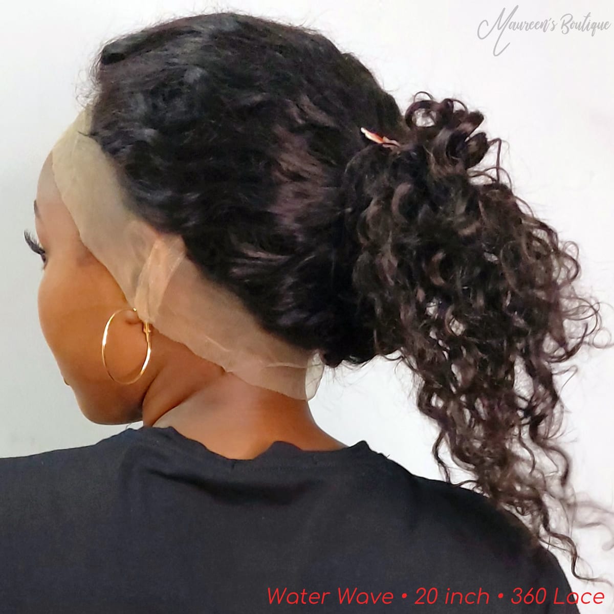 Water Wave human hair wig on model 6